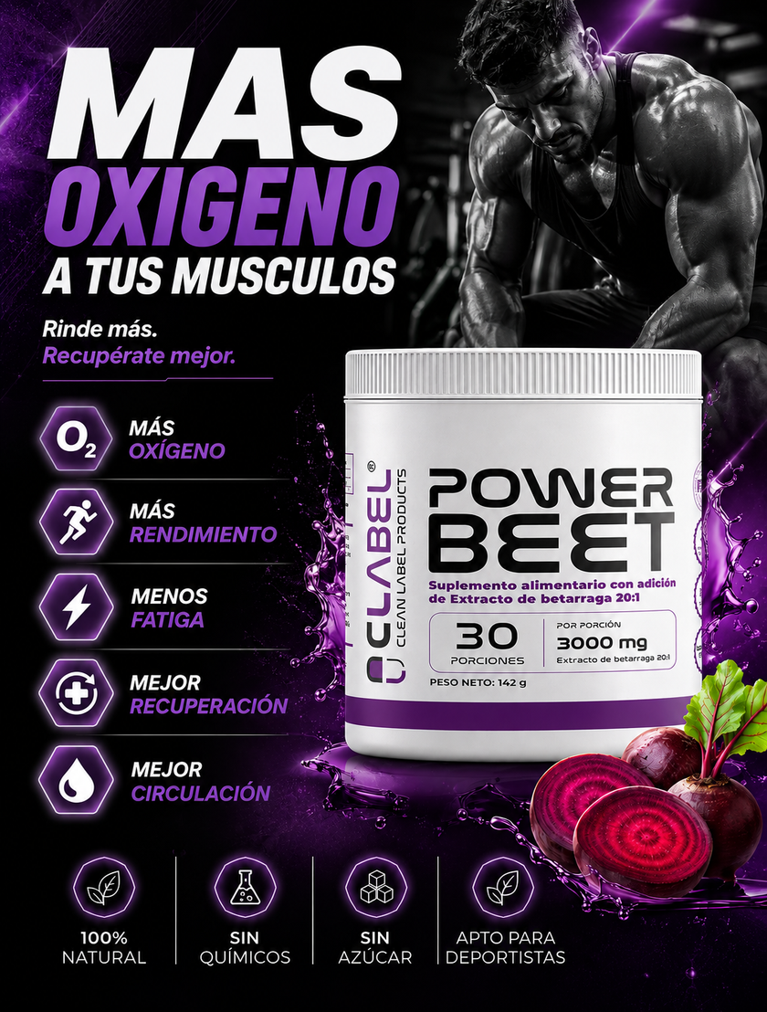 POWER BEET 3000mg EL PRE ENTRENO NATURAL. OXIDO NITRICO A 1000%