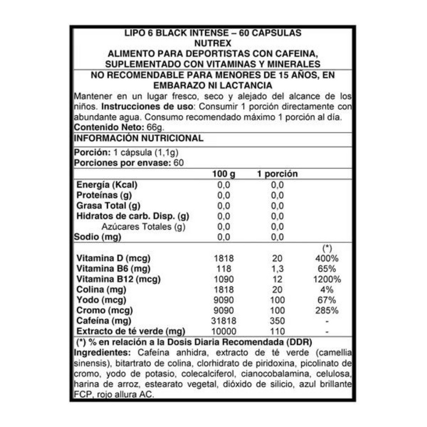 LIPO 6 BLACK INTENSE ULTRA CONCENTRADO / NUTREX / 60 SERVCIOS