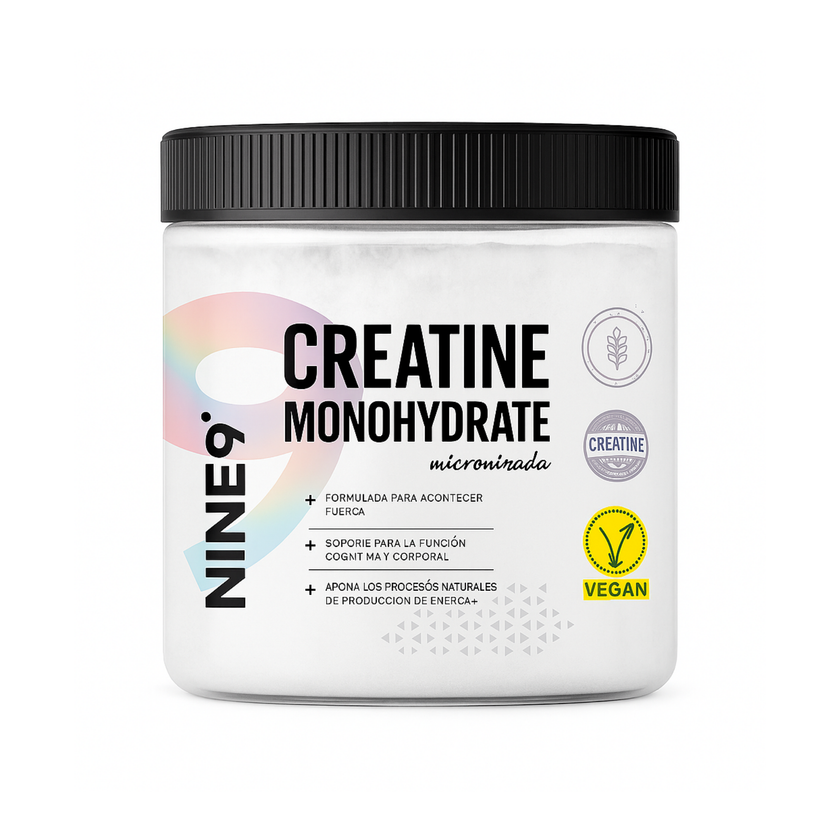 CREATINA MICRONIZADA NINE9, 300g 60 SERVICIOS. LIBRE DE GLUTEN Y ALMIDONES