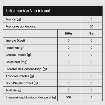 CREATINA NINE9  SELLO CREAPURE  300g, LIBRE DE GLUTEN, 60 SERVICIOS