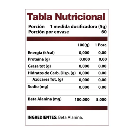 B-ALANINA WINKLER NUTRITION. FORMATO DE 300g, RINDE 100 SERVICIOS