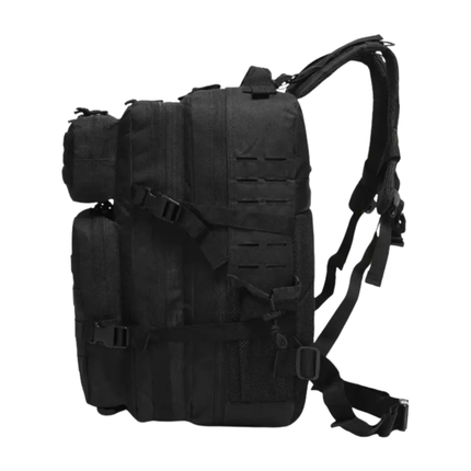 MOCHILA TIPO MILITAR 45lts / COLOR NEGRO / MULTIDIVISIONES