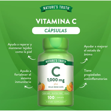 VITAMINA C / 1000mg / CON ROSA MOSQUETA / 100 CAPSULAS
