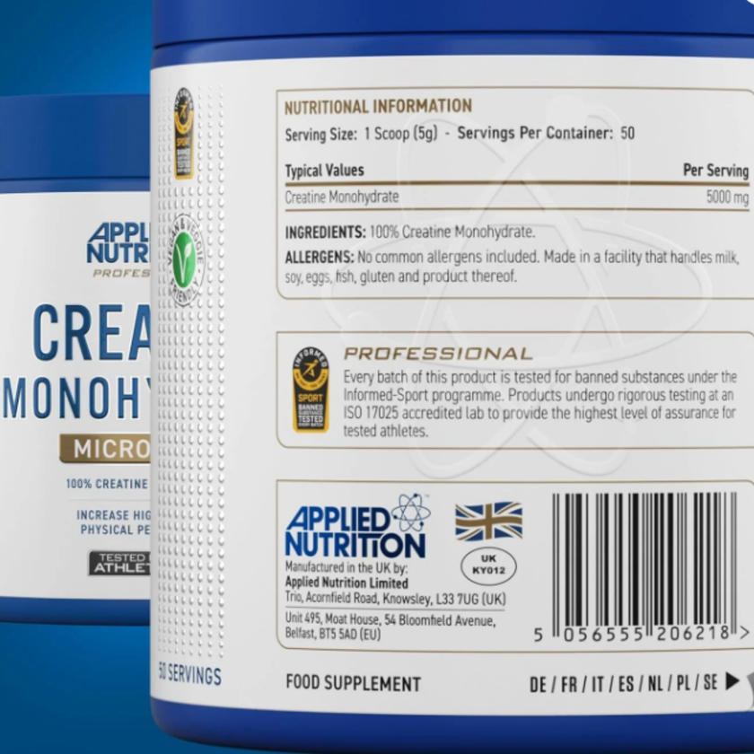 CREATINA 250g APPLIED NUTRITION 50 SERVICIOS