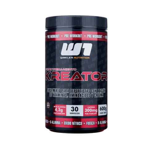 PRE ENTRENO KREATOR DE WINKLER NUTRITION. PODEROSO PRE ENTRENAMIENTO. 30 SERVICIOS