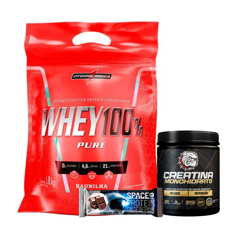 SUPER PACK 60 DIAS. PROTEINA 60 SERVICIOS + CREATINA 60 SERVICIOS + SNACK PROTEICO DE REGALO
