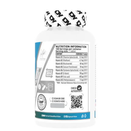 DY NUTRITION. VITAMINA B COMPLEX. 100 TABLETAS. ENERGÍA Y SISTEMA NERVIOSO ÓPTIMO