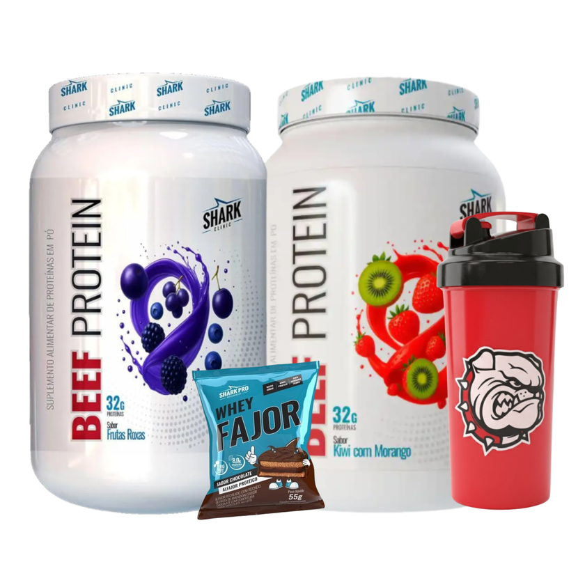 LLEVA 2 PROTEINAS  BEEF PROTEIN DE SHARK PRO + SHAKER + ALFAJOR. COMBINA LOS SABORES