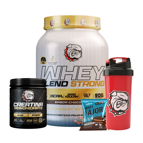 PACK BLEND STRONGEST PROTEINA 900g + CREATINA 300g + SHAKER + ALFAJOR  DE REGALO
