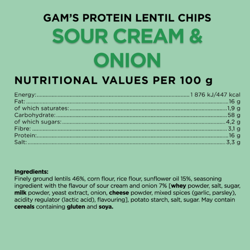 GAMS PROTEIN LENTIL CHIPS. SNACK PROTEICO SALADO.