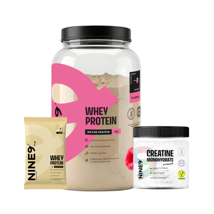 PACK NINE9. PROTEINA WHEY + CREATINA 300g + SACHET NIN9