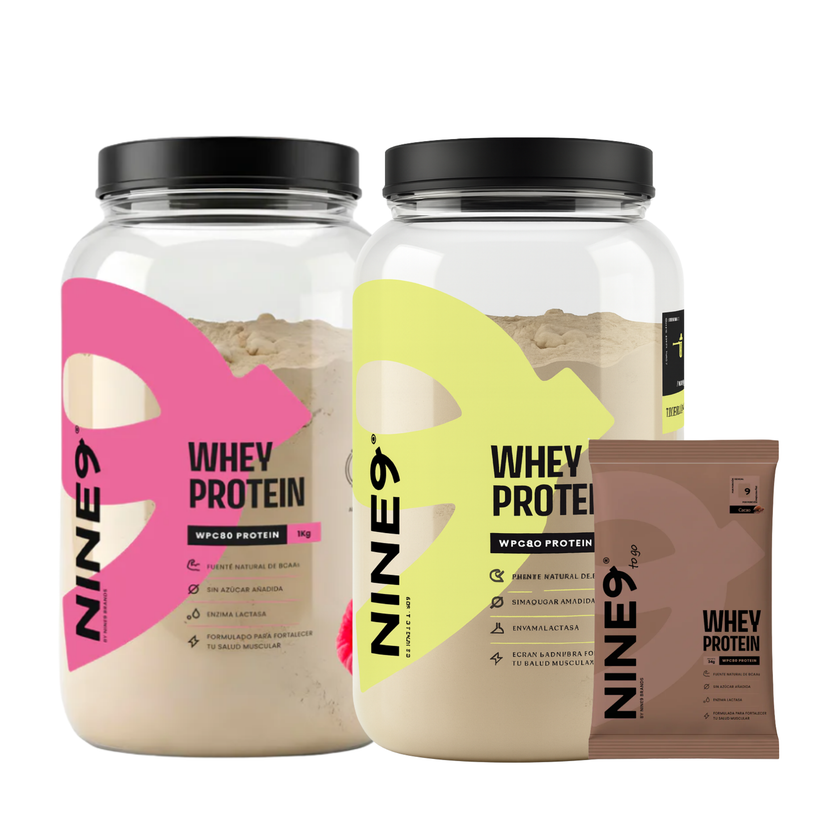PACK NINE9  WHEY PROTEIN 60 SERVICIOS + MUESTRA NINE9