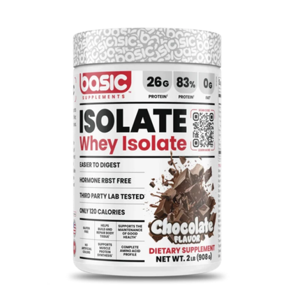 BASIC WHEY ISOLATE 2lbs. 26g PROTEINAS. LIBRE DE GLUTEN.