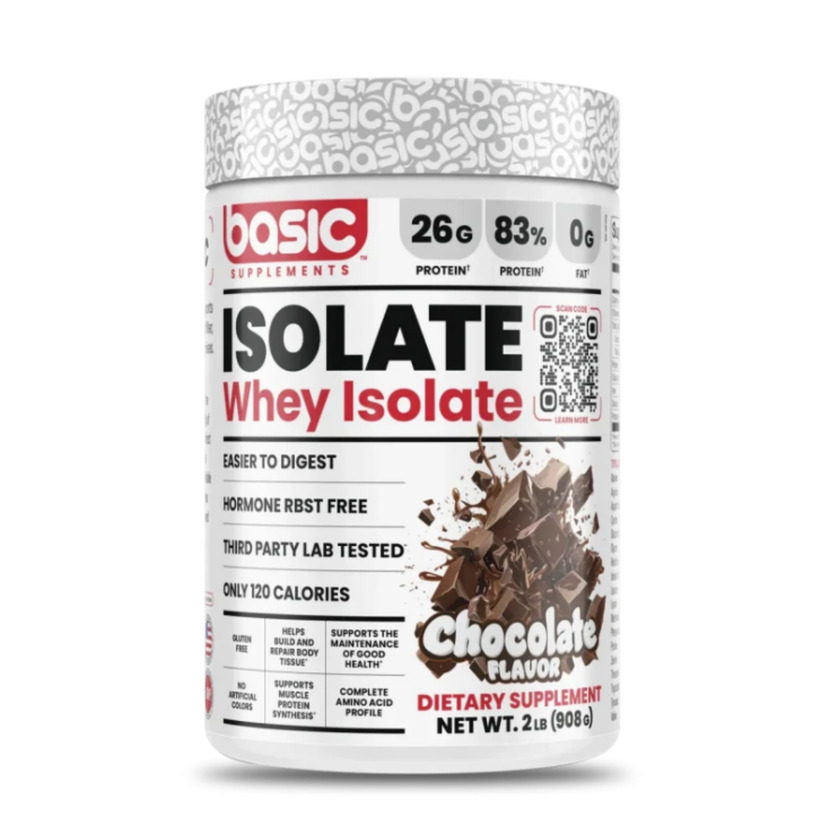 BASIC WHEY ISOLATE 2lbs. 26g PROTEINAS. LIBRE DE GLUTEN.