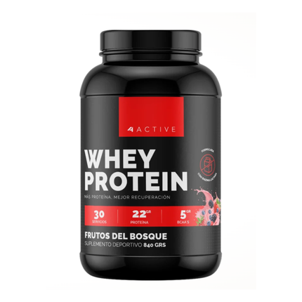 WHEY PROTEIN 4ACTIVE, FORMATO DE 30 SERVICIOS, 22g PROTEINA CON ENZIMA LACTASA