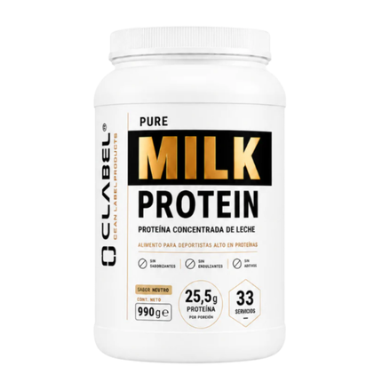 PURE MILK PROTEIN. 25g PROTEINA. 33 SERVICIOS. SABOR NATURAL.