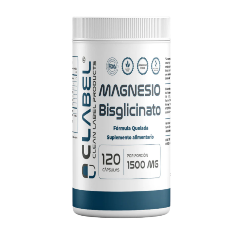 MAGNESIO BISGLICINATO 120caps.  60 SERVICIOS. 100% CALIDAD CLABEL