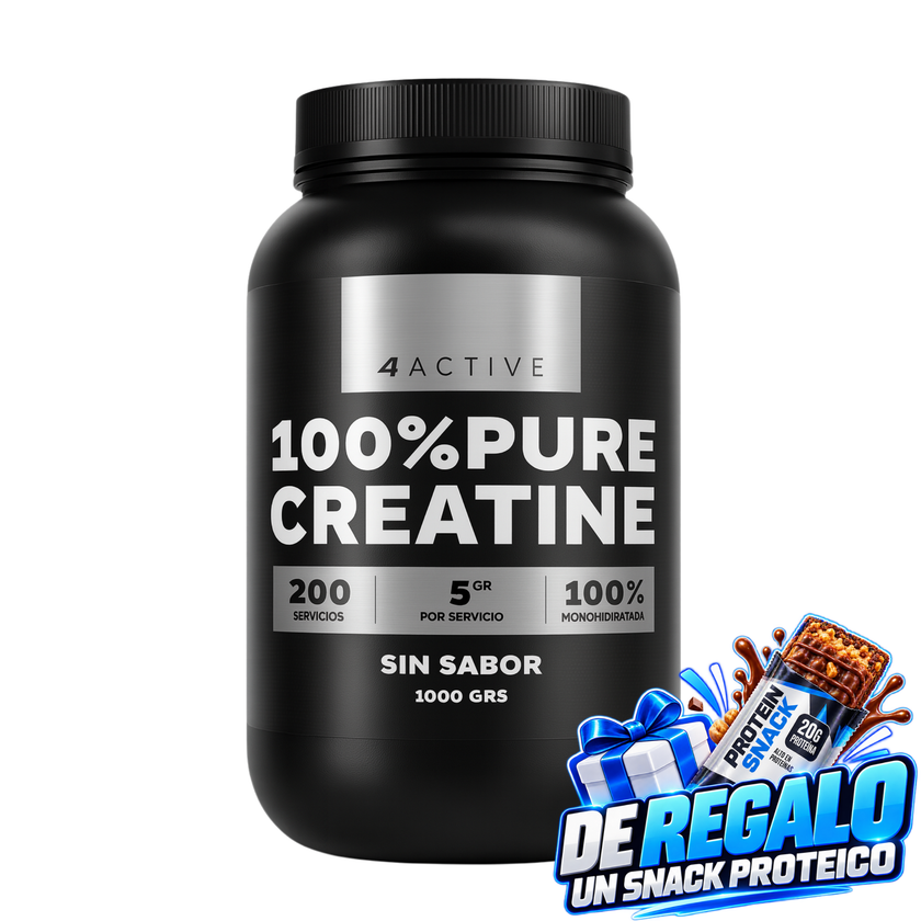 CREATINA MONOHIDRATO 4ACTIVE 1000g. 200 SERVICIOS. FUERZA Y SALUD