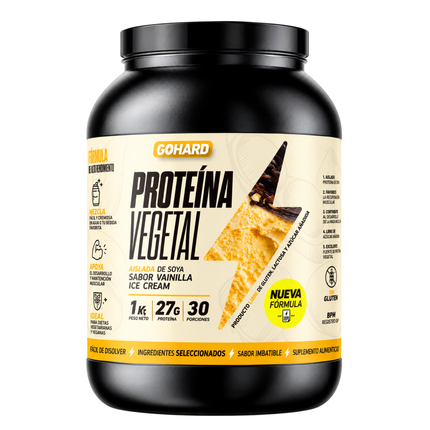 NUEVA FORMULA GO HARD PROTEINA 100% AISLADA DE SOYA. 27g PROTEINA. 30 SERVICIOS. EXQUISITOS SABORES