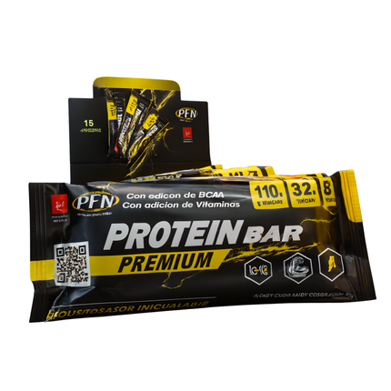 PROTEIN BAR PREMIUM.  BOX 15 BARRITAS CON 32g PROTEINA
